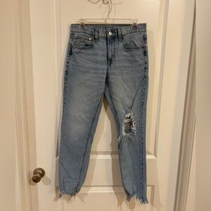 American Eagle Outfitters Ripped Light Blue Cropped Jeans